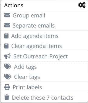 A screenshot of a group actions menu